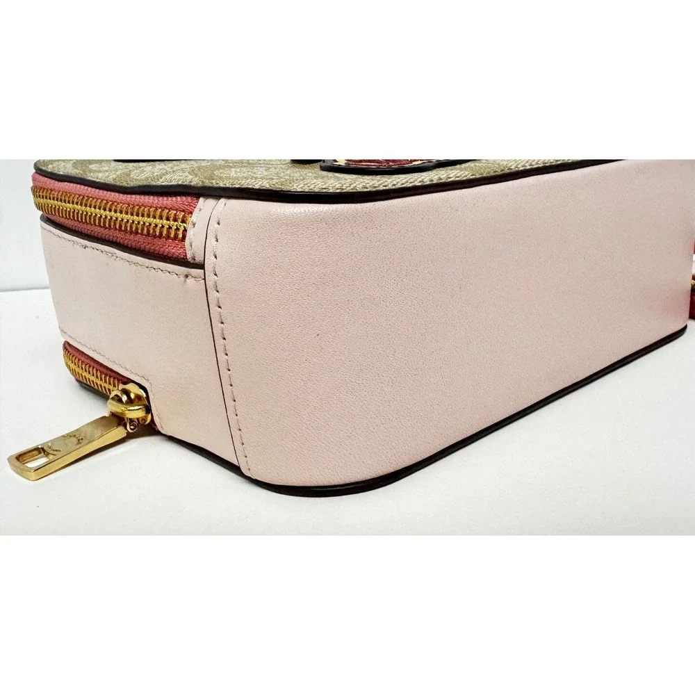 Disney x Coach Cinderella‎ Box Crossbody Bag Signature Canvas Khaki Pink C1434